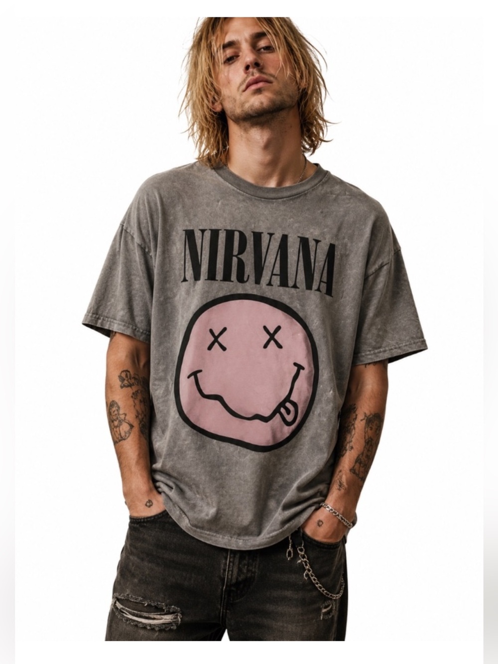 NIRVANA Shirt 3X Smiley Face Gray